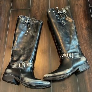 bettye muller distressed studded knee-high boots